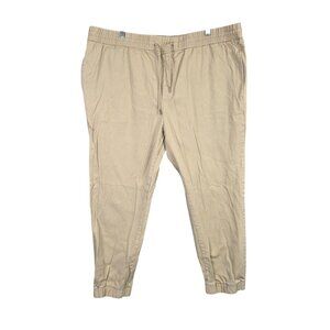 Mens Original Use Tan Pull On Pants Drawstring Elastic Waist Cotton Stretch XL